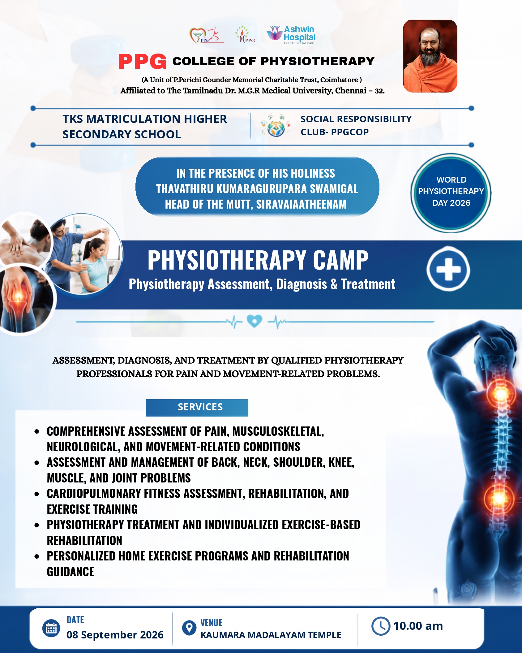 PHYSIOTHERAPY CAMP AT TKS MATRIC HR SEC SCHOOL 